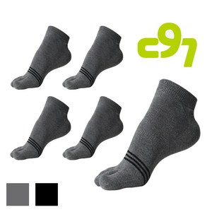 남성 면100 땀흡수가 빠른 기능성 사계절 가로세줄 발가락양말 단목_5켤레