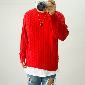 빅사이즈스웨터 꽈배기니트 포켓 4XL 겨울