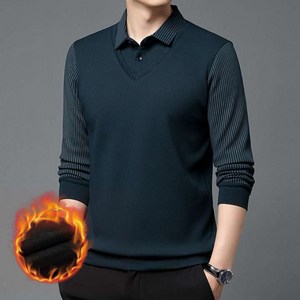 KAISCO 남성 2ni1 일체형 융기모 구김없는 보온방한 셔츠 베스트 조끼 골프 니트