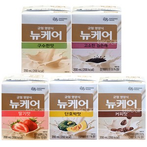 대상 뉴케어 구수한맛 검은깨 딸기맛 단호박맛 커피맛 5가지맛 6팩씩 30팩 일반 노인 환자 영양식, 1세트, 200ml