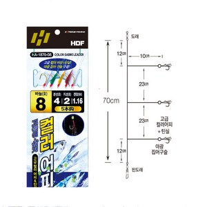 해동 HA-1869 고등어 삼치 컬러 어피 카드 3단 채비, 3단8호, 1개