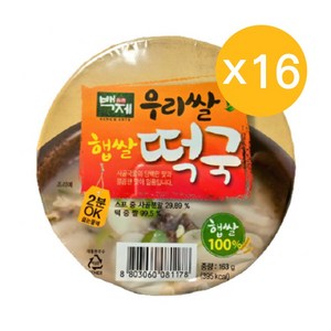 백제 우리 햅쌀 즉석 떡국, 163g, 16개