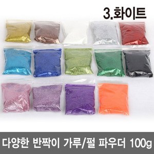 와이지알씨 반짝이 가루 100g 펄 파우더 진주 슬라임 네일 공예, 3.화이트 100g