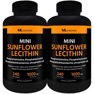 [미국빠른직구] 신제품 마이라이프 내추럴스 미니 해바라기 레시틴 1000mg, 2개, 240정