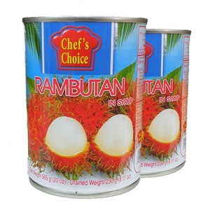 RAMBUTAN IN SYRUP 람부탄 시럽 CHOM CHOM 열대과일 디저트 통조림, 565g, 565g*2개