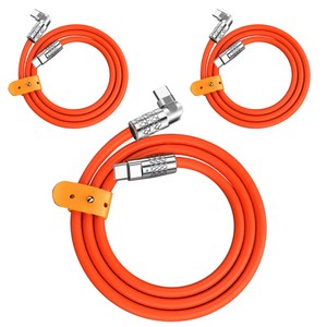 두리C 180도 회전식 초고속 충전케이블 C to C 120W, 3개, 오렌지, 1.5m