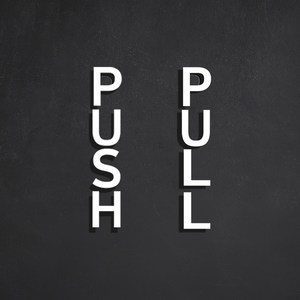 PUSH PULL 미시오 당기시오 표지판, 백색