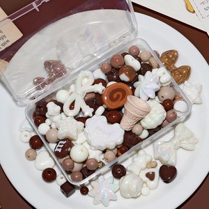 [고급] 비즈 팔찌 스트랩 키링 만들기 키트 공예 재료 무채색 세트, 1세트, 초콜릿무스 비즈만들기세트