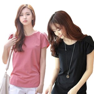 주디엘리 여성 여름 어깨 셔링 기본 무지 티셔츠 1+1