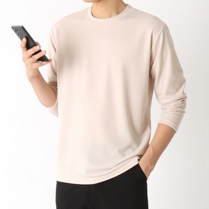 M~4XL 부드럽고 신축성이 좋은 오브 베이직 스판 라운드넥 긴팔 티셔츠 구김방지 링클프리 긴팔티 사계절 빅사이즈 남여공용