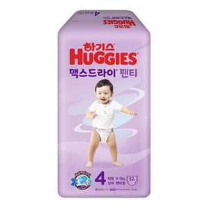 하기스 NEW 맥스드라이 팬티형 기저귀 남아용 중형 3단계(7~10kg), 대형(L), 52매