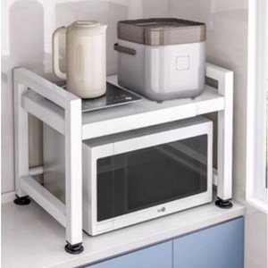 WISH SUN 주방용 2단 다용도 전자레인지 밥솥 수납 선반 거치대, 화이트