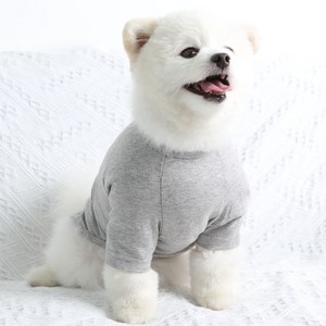 럭키페터 무지 강아지 옷 소형견 대형견 티셔츠 베들링턴테리어옷 리트리버옷, 그레이, 1개