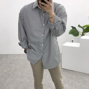 빠델 남자 로웬 세미 오버핏 스트라이프 셔츠 3col
