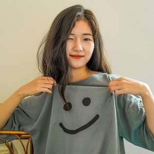 마른파이브 여성용 스마일 반팔 원피스 잠옷
