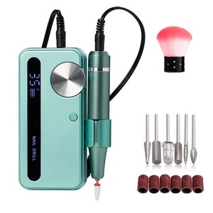 YINUO 젤 네일 드릴 전동 네일 관리기 네일 케어 속도 조절 0-35000rpm USB충전식, 1세트, 그린