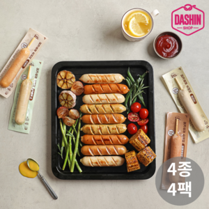 [다신샵] 닭신 닭가슴살소시지 꼬치 4종세트(프랑크+콘치즈+갈비+할라피뇨), 4개, 70g