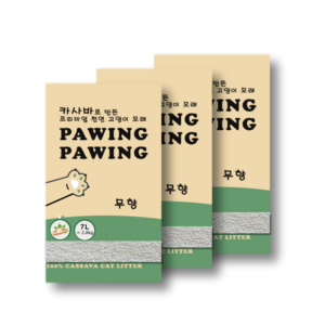 포잉포잉 천연카사바 고양이 모래 7L 3포 8.4kg, 3개, 2.8kg