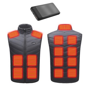 남성 여성 겨울 USB발열 온열 충전식 휴대용조끼 15구역 발열 전열 베스트 20000mAh 보조배터리 포함, M