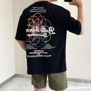 베럴댄나우 남녀공용 콜드플레이 프린팅 오버핏 반팔 티셔츠