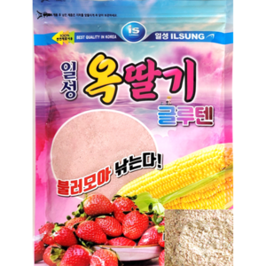[유천낚시] 일성 25년 신제품 옥딸기 글루텐 붕어 잉어 향어 낚시 민물낚시 떡밥 밑밥, 1개, 370g