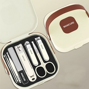 대박드림 튐방지 튀지않는 손톱정리 8종 손톱깎이 세트, 1세트, 오트밀 베이지