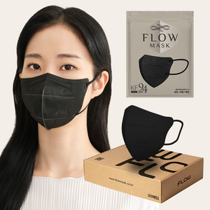플로우 KF94 귀안아픈 숨쉬기편한 새부리형 마스크 대형, 50개입, 1개, 젠틀 블랙