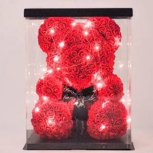 희다 LED 장미곰돌이 꽃다발 로즈베어 어버이날 선물 로즈데이, 40cm 레드, 1개