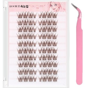 루이스 노글루 3D자연 가닥 속눈썹 대용량 아이래쉬 인조 속눈썹 집게 세트 2종컬러, 1개, 브라운