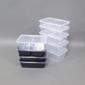 맘앤팩 사출 사각 밀폐용기 50개 박스 PP, B650-2, 블랙, 박스 500개