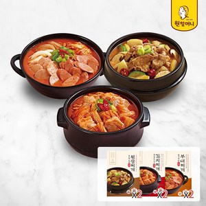 [원할머니]찌개3종 2팩씩 맛보기세트(총6팩 된장+김치+부대찌개), 1개