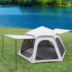ONAKY 원터치 텐트 5-6인용 그늘막 방수 선텐트 대형 휴대용 낚시 비치 캠핑 텐트, 280*240*160cm, 아이보리AA