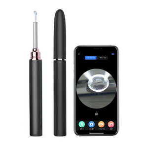 Kiboer 스마트 가시 귀이개 내시경 귀이개 500W고화질 카메라 앱 링크 LED 조명 소프트헤드 USB충전, 1개, 블랙
