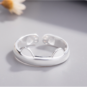 [925 Silver] 러블리 캣츠 링 우정 커플 데일리 고양이 반지 베이직 귀여운 키치 실버 겨울 가을 주얼리