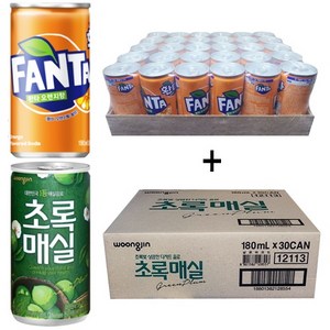 환타오렌지 190ml(30캔) + 초록매실 180ml(30캔), 60개, 190ml