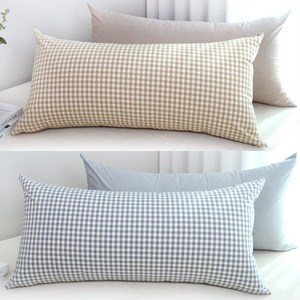 코튼데코 20컬러 체크 등받이쿠션 선염 부드러운 사계절 면 좌식 침대 허리 등받이 대형쿠션 쇼파등쿠션, 15.빈티지브라운(패턴)_빅체크(커버+솜포함)