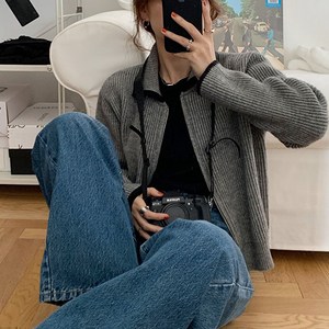 데일로엔 여성 투웨이 카라 니트 집업
