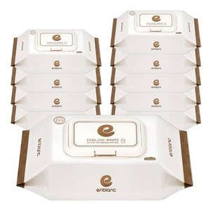 앙블랑 프리미엄 화이트 아기물티슈 캡형 70gsm, 74매, 10팩