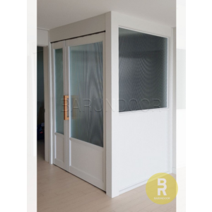 35번 ㄱ자중문 파티션 비대칭양개스윙 화이트 모루세로강화유리 // 현관중문 시공비포함 소음차단 반려견안전 맞춤제작 아파트빌라중문