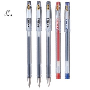 PILOT 하이테크-C 0.25mm 5개 파일롯트 HI-TEC-C 젤 잉크 볼펜, 혼합5개(블랙3레드1블루1)