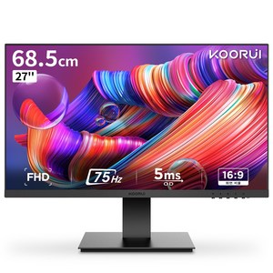 KOORUI 68.5cm 평면 모니터 27인치 FHD IPS 75HZ 27N1 블랙