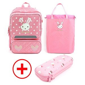 로라앨리 아동 초등 학교 학생 여아 토끼 신학기 입학 선물 백팩 책가방 신주머니 필통 세트 EVA2