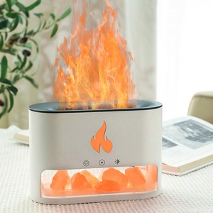 KC인증 다채로운 LED 불멍 불꽃 아로마 무드등 공기정화 가습기, 화이트