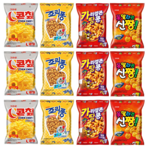 크라운 콘칲 44g x 3p + 카라멜콘 땅콩 46g x 3p + 못말리는 신짱 73g x 3p + 죠리퐁 50g x 3p 세트, 639g, 3세트