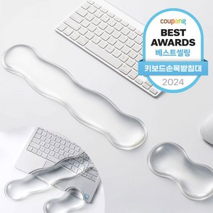 일상이지 투명 물방울 실리콘 팜레스트 마우스 키보드 손목 받침대, 1개, 03 마우스+키보드 세트