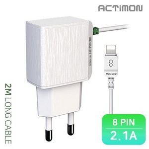 일체형 충전기 액티몬 GTrend 2m 8핀 가정용 2.1A, 상세페이지 참조, 1개