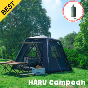 캠포아 견고한 에어텐트 원터치 쉘터 전동 펌프 공기 주입 텐트 캠핑 방수 탠트, 쿨블랙