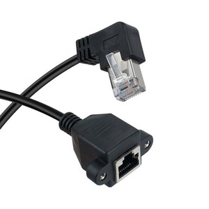 [IH569] Coms RJ45 랜 포트 연장 우향 꺾임 케이블(MF) 30cm CAT5 장착용 브라켓 월플레이트 랜선, 1개, 1개