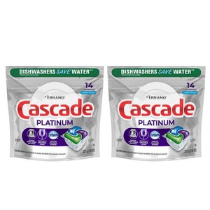 Cascade 플래티넘 액션팩 프레시 식기세척기용 세제, 221g, 2개