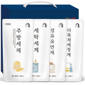 오늘의쉼표 세제 선물세트 답례품 생필품 52호 (주방세제 + 섬유유연제 + 세탁세제 + 다목적세정제), 1개